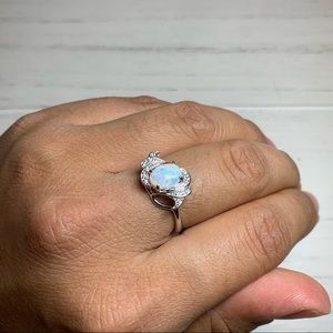 925 Silver Ring with White Opal Stone